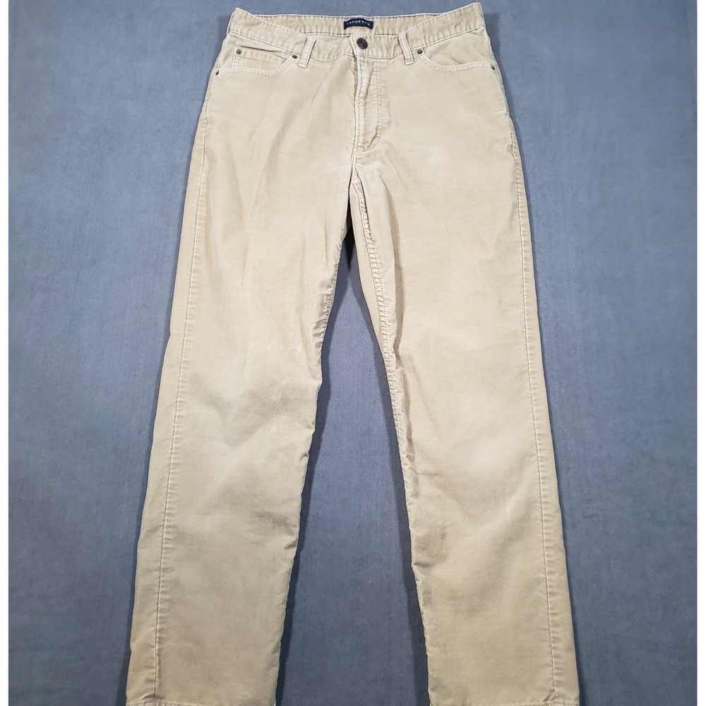 Lands' End Corduroy Pants Mens 34x30 Tan Khaki Traditional Fit Five Pocket